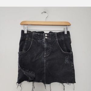 Free People Mini Skirt Utility Black Denim Size 4